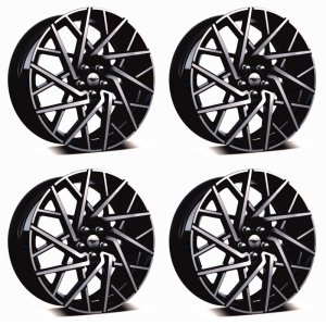 Ford Mustang Mach-E Wheel Kit - Ford Racing - Machined-Face Aluminum with High-Gloss Ebony Black-Painted Pockets - Machined Black Face - `21-`22